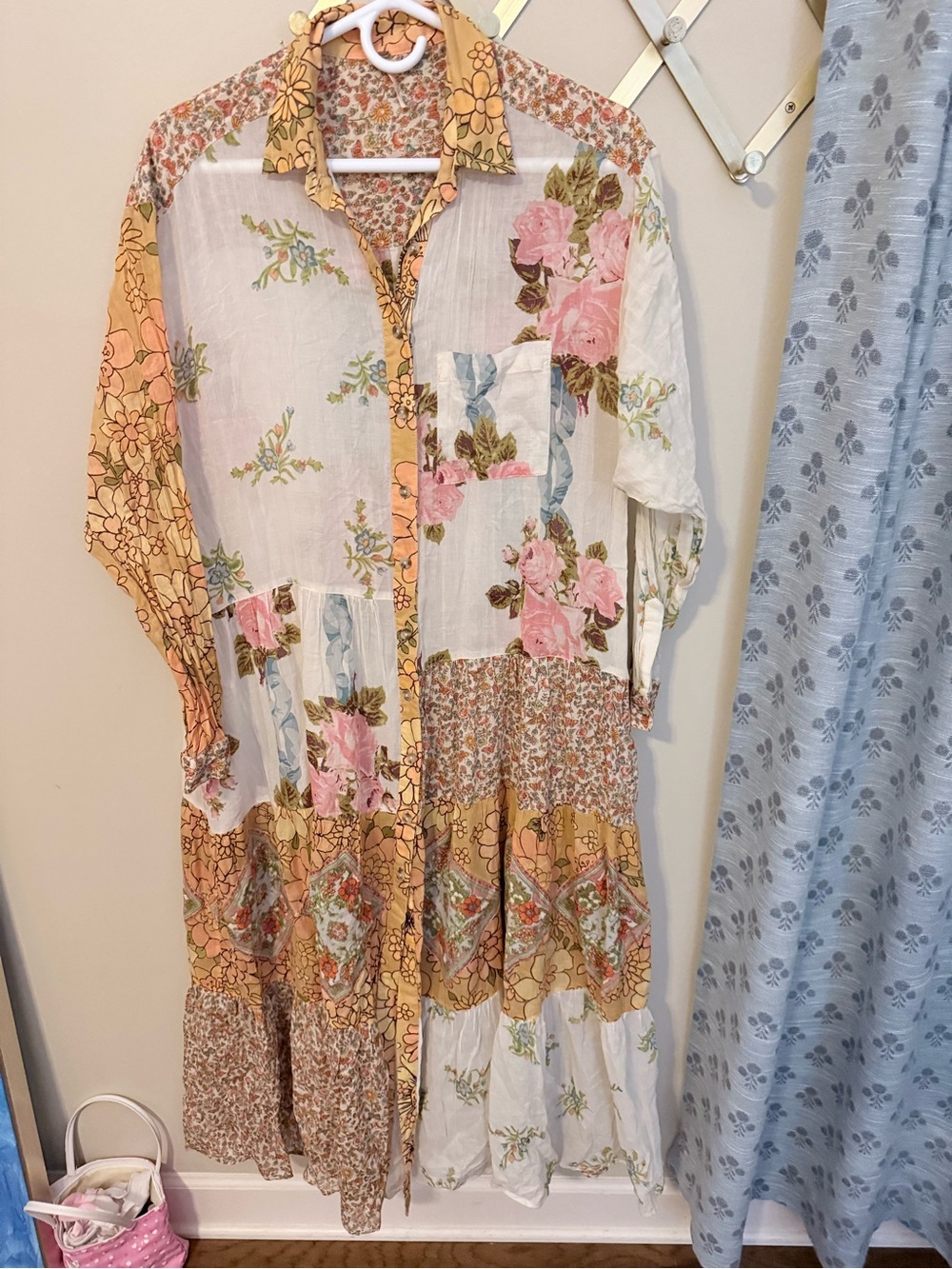Free People Floral Patchwork Maxi Dress - Pink & Mustard